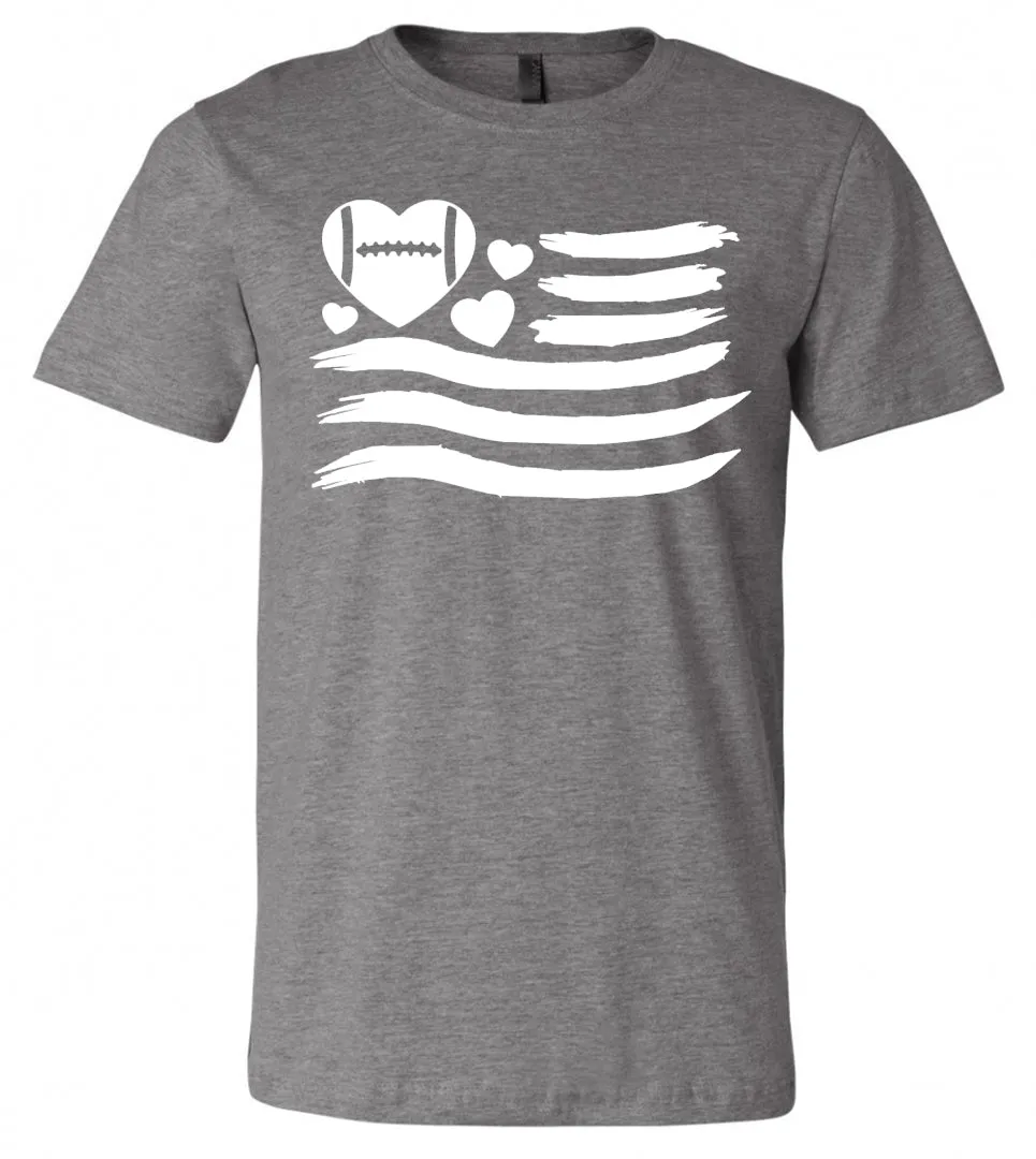 Football Heart Flag - Deep Heather Grey Short-Sleeve Tee