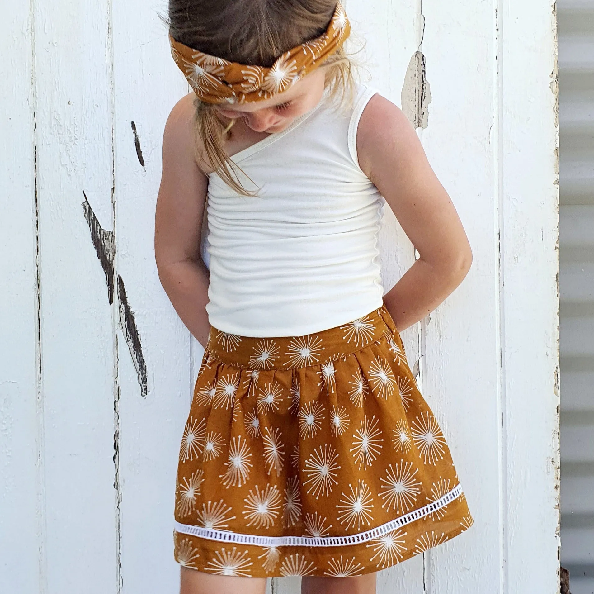 French Cotton Skirt - Mustard Sparkle