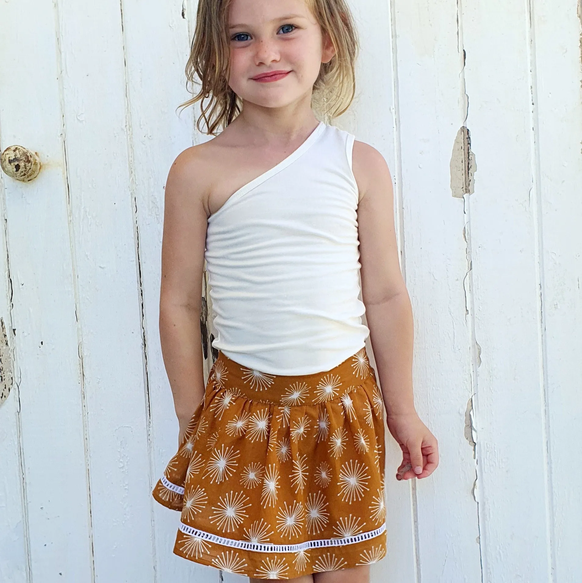 French Cotton Skirt - Mustard Sparkle