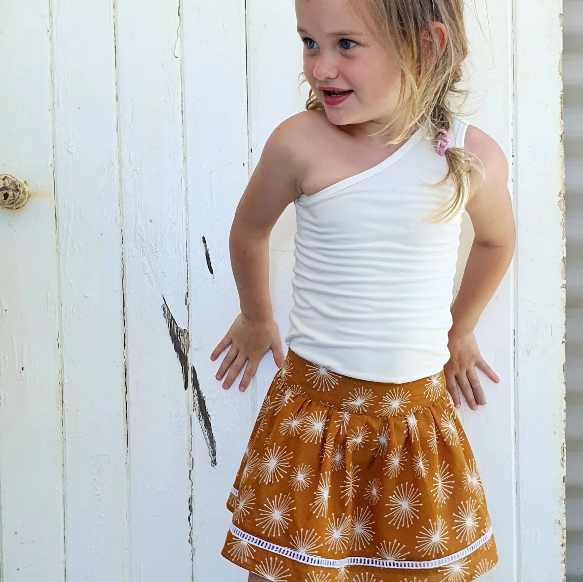 French Cotton Skirt - Mustard Sparkle