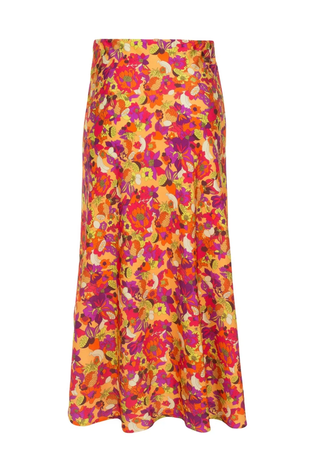 Fruits Print Midi Skirt