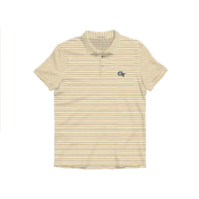 Georgia Tech Old Gold & White Heathered Azalea Stripe Performance Polo