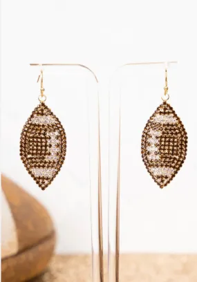 Glitz Blitz Glam Brown Football Earrings