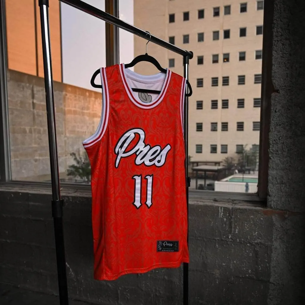 Gold Pres Basketball Jersey - Royal Red