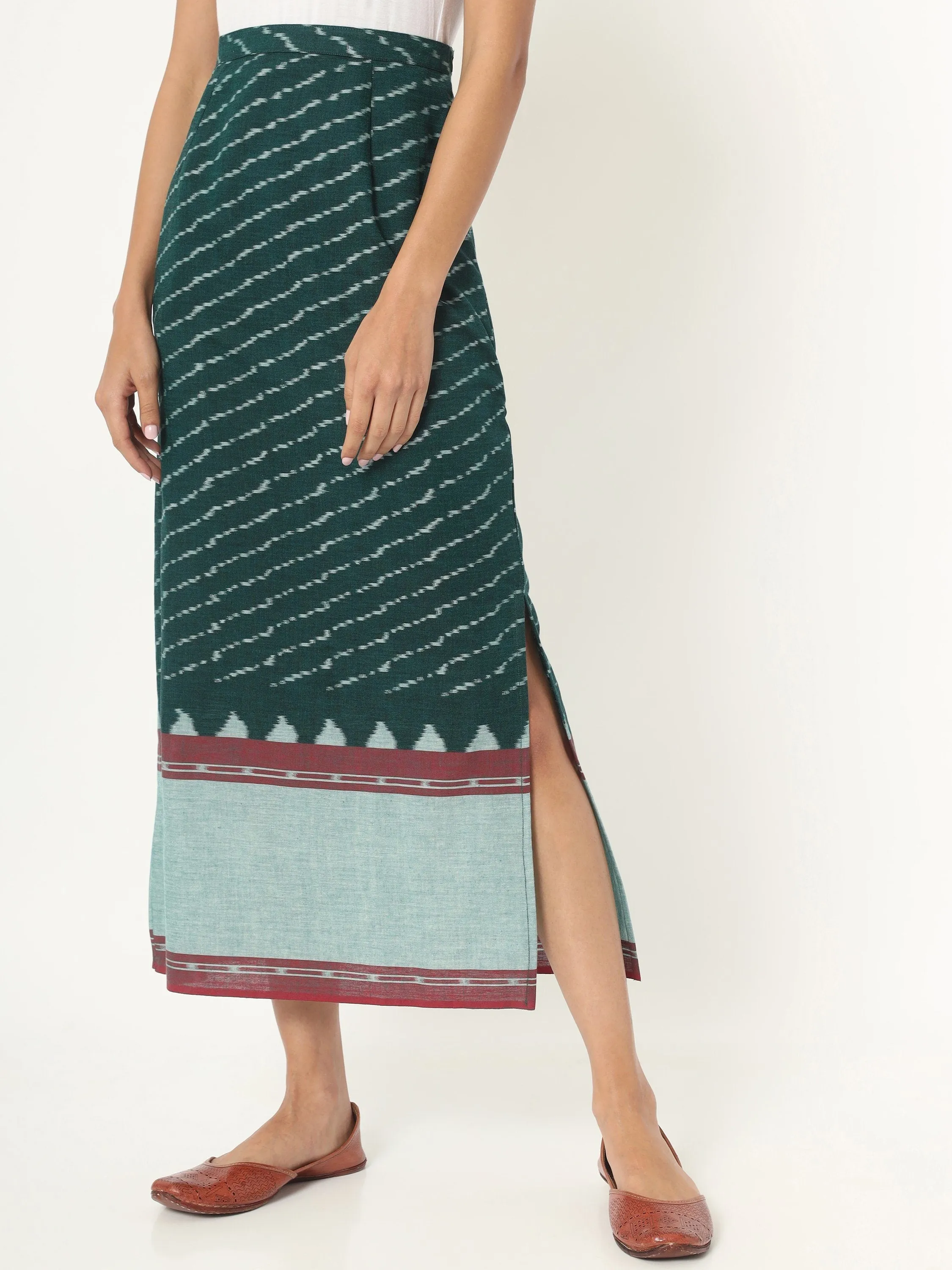 Green Ikat Long Skirt