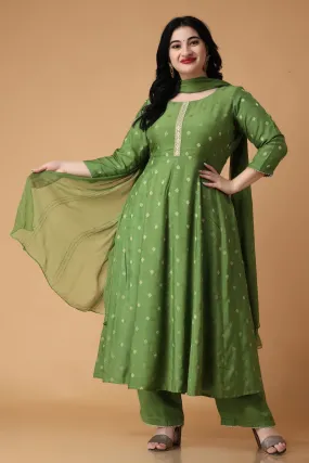 Greeny Melody Silk Anarkali Suit