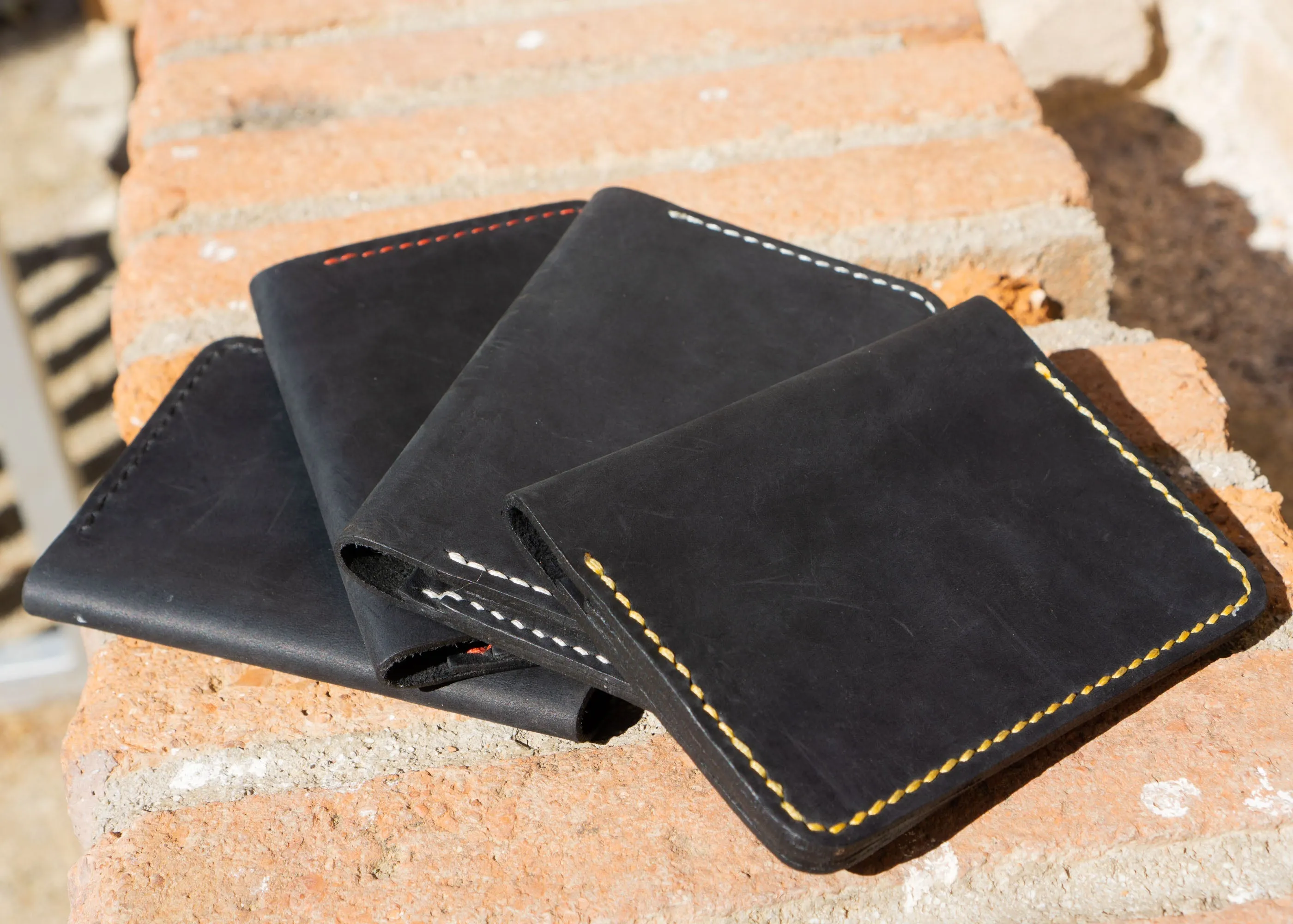 Hand Stitched Black Leather Wallet- Fashion Racing | HandCrafted