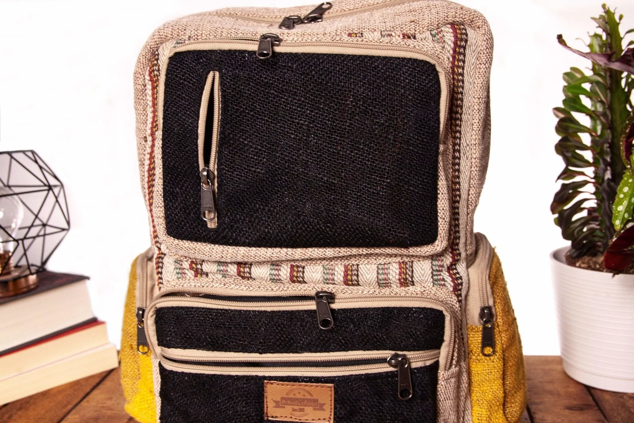 Handmade Hemp Backpack || Sustainable Vegan Line || Bumble Bee