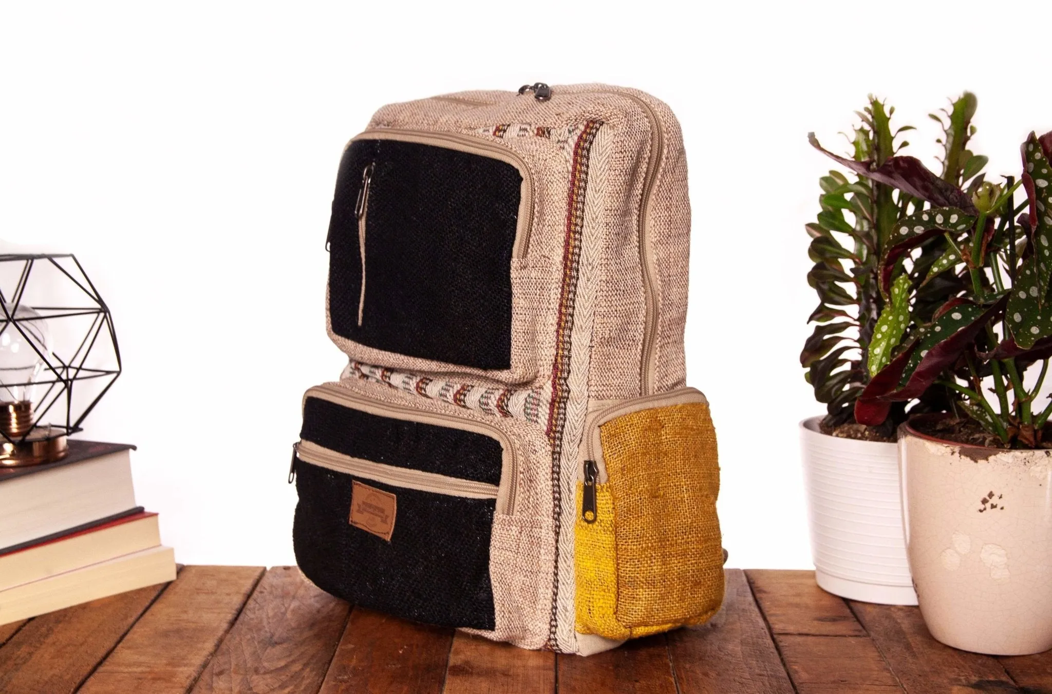 Handmade Hemp Backpack || Sustainable Vegan Line || Bumble Bee