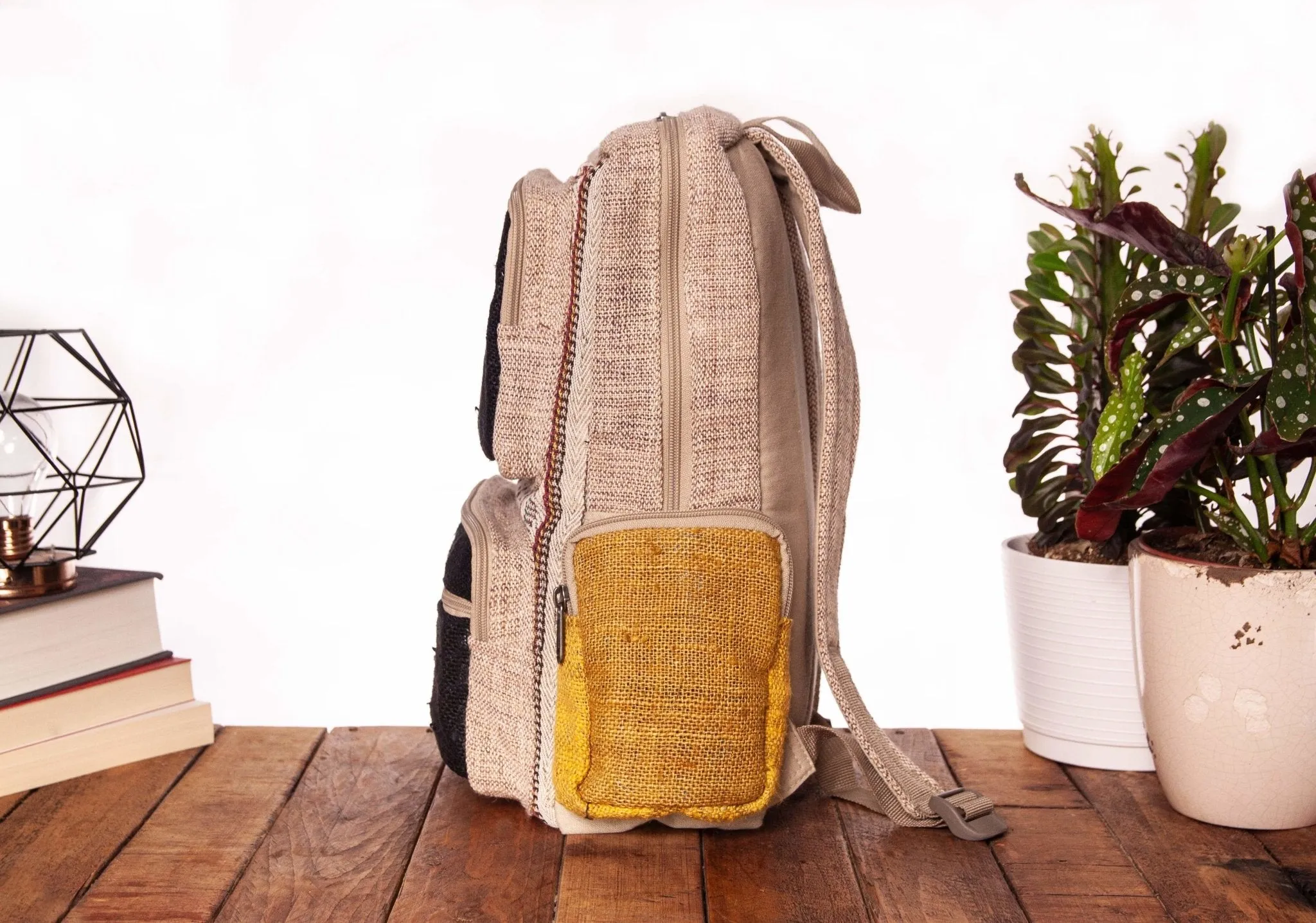 Handmade Hemp Backpack || Sustainable Vegan Line || Bumble Bee