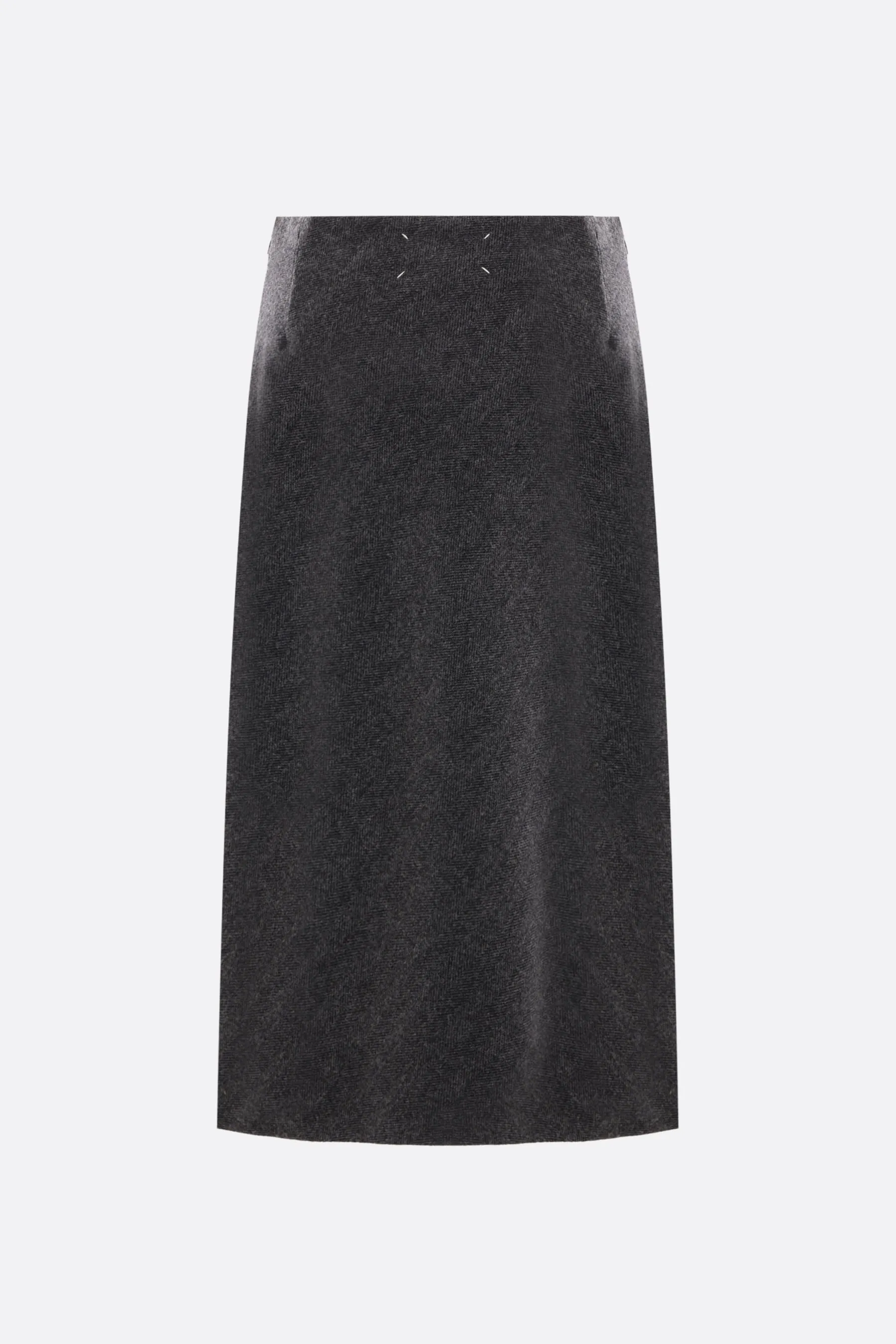 herringbone wool A-Line skirt