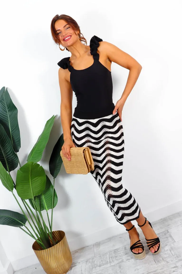 Hip Hip Crochet - Black White Midi Skirt