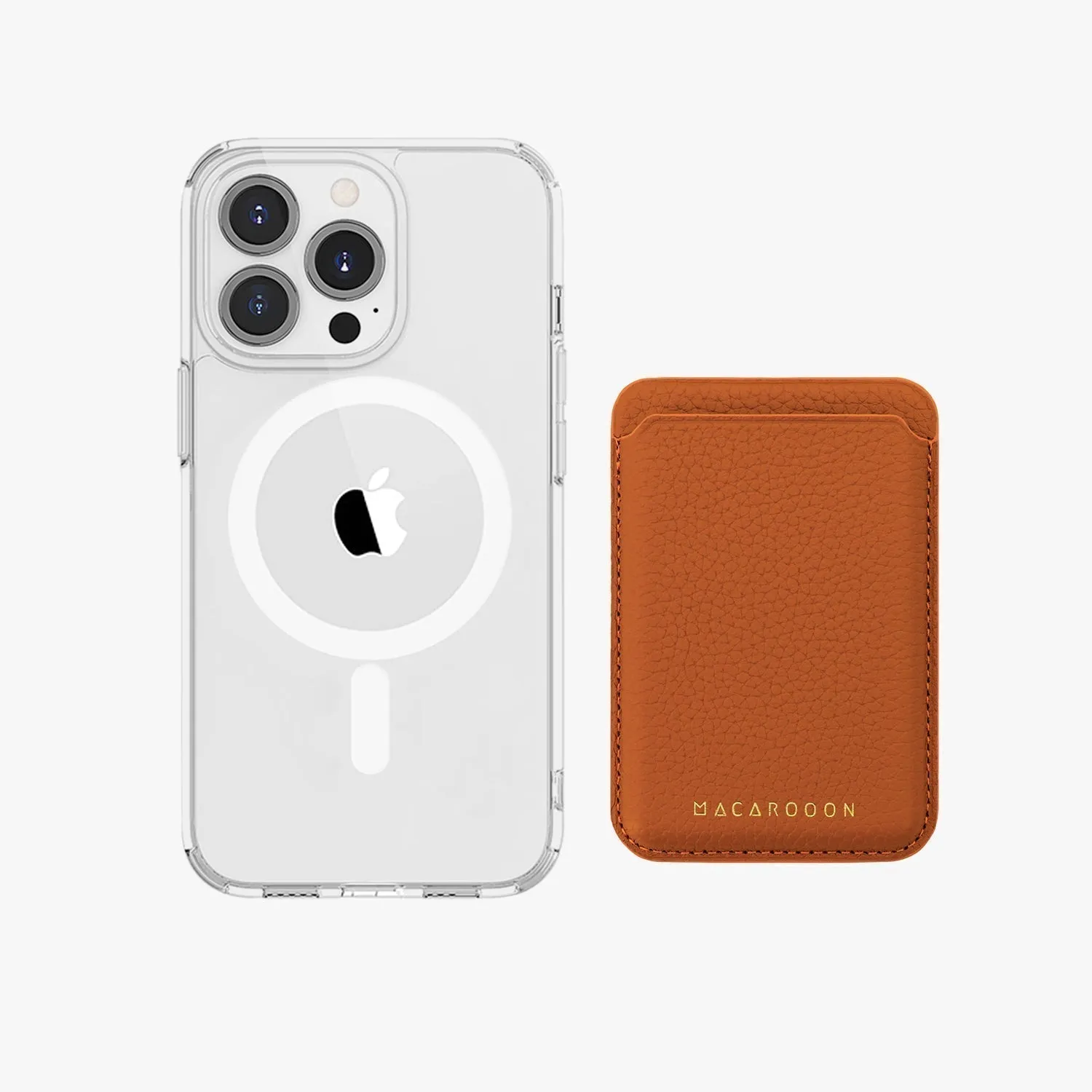 iPhone 16 Pro HD Clear Case with Leather MagSafe Wallet Set