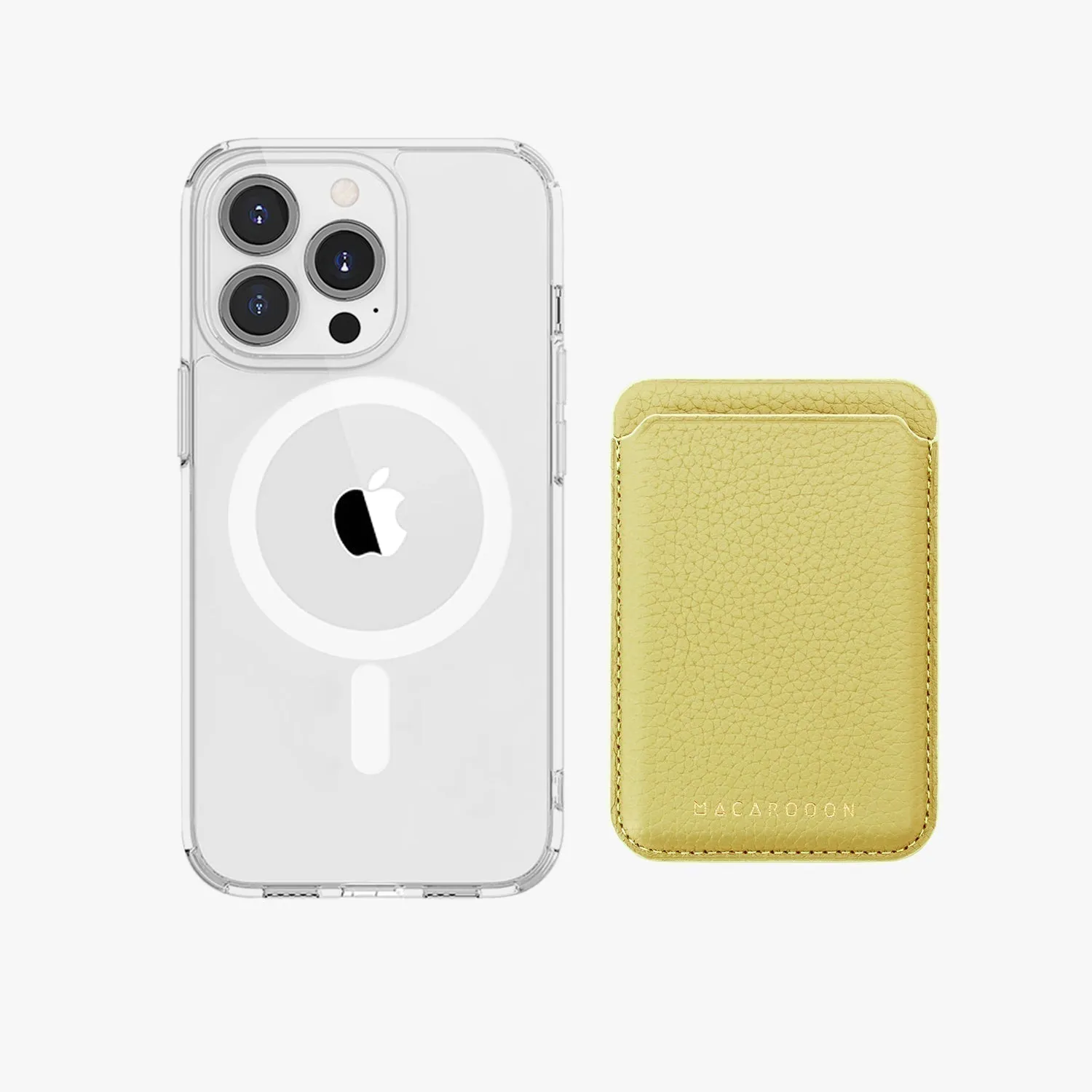 iPhone 16 Pro HD Clear Case with Leather MagSafe Wallet Set