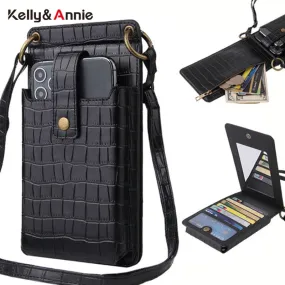 Kelly & Annie Brand Designer Small Shoulder Phone Bag Stone Patter Pu Leather Mini Crossbody Messenger Bags Wallet Purse