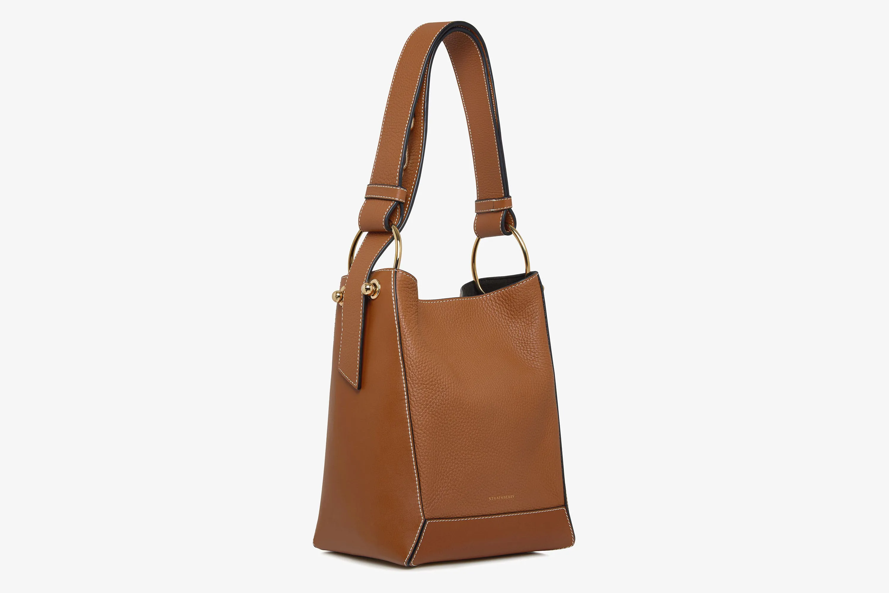 Lana Midi Bucket Bag - Tan with Vanilla Stitch