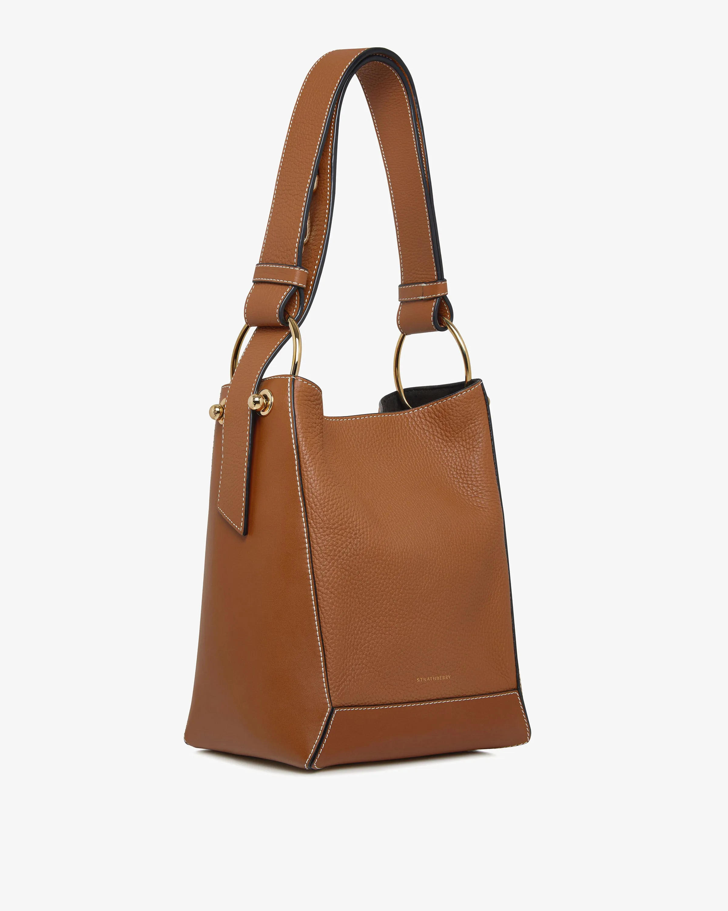 Lana Midi Bucket Bag - Tan with Vanilla Stitch