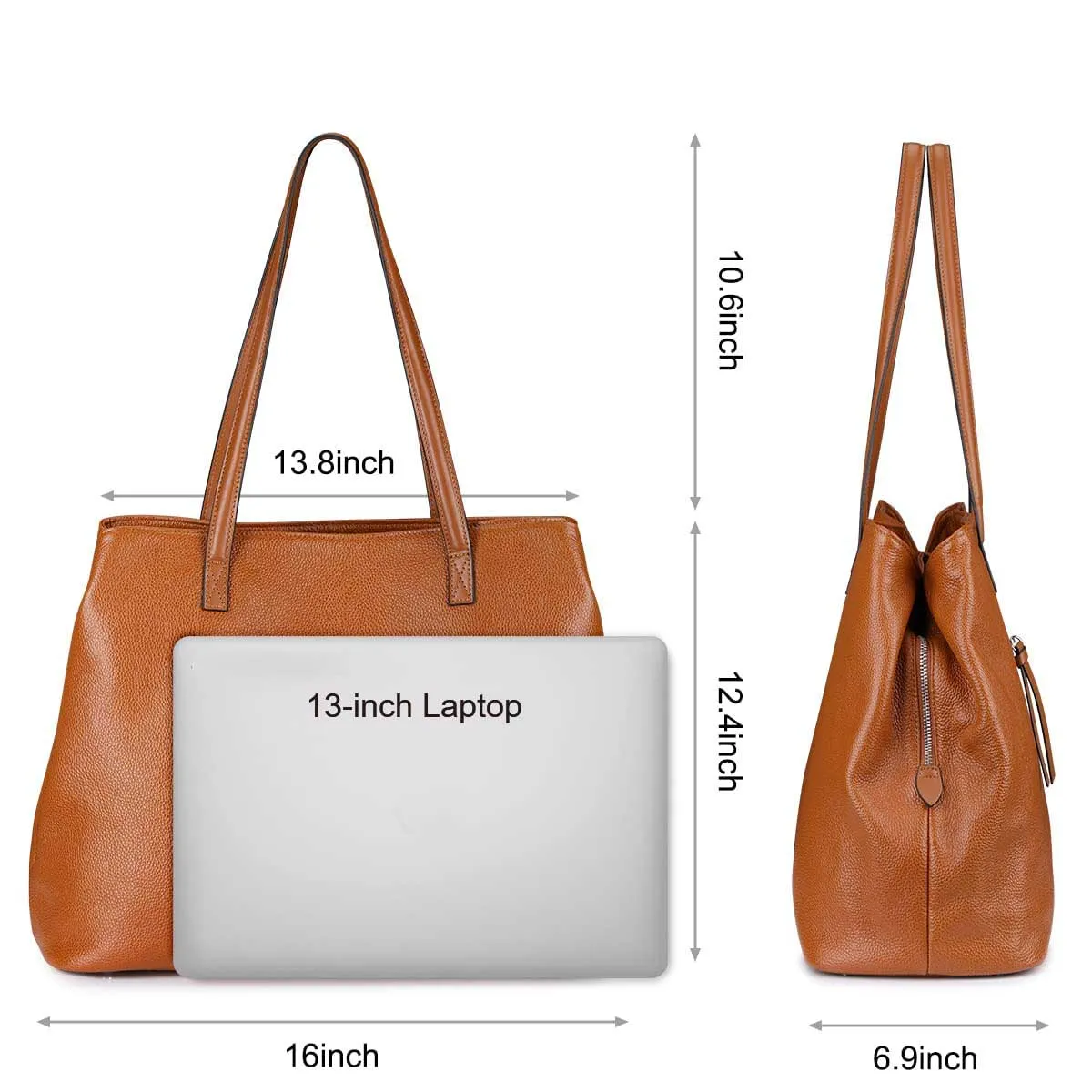 Large Grain Genuine Leather Tote