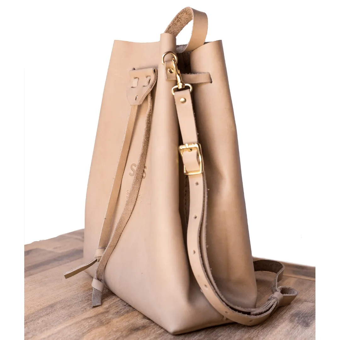 Leather Batseba Bucket Bag - Neutral