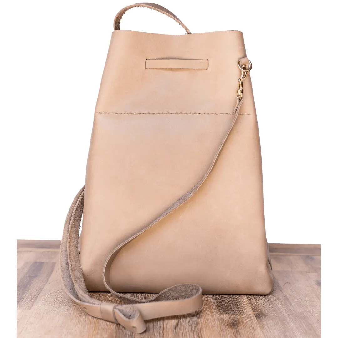 Leather Batseba Bucket Bag - Neutral