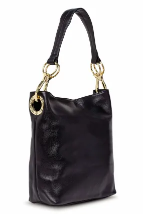 Leather Bucket Bag Black