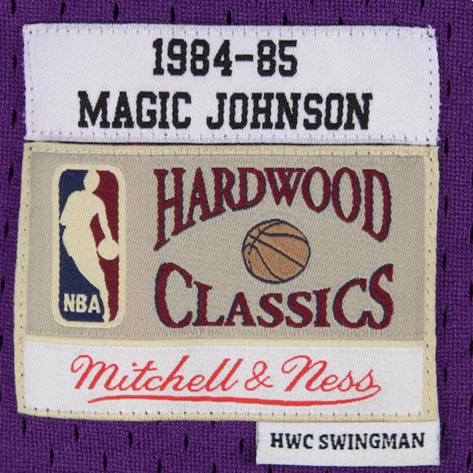 Los Angeles Lakers 32 Road Magic Johnson 1984-85 Hardwood Classics Swingman NBA Road Jersey by Mitchell & Ness