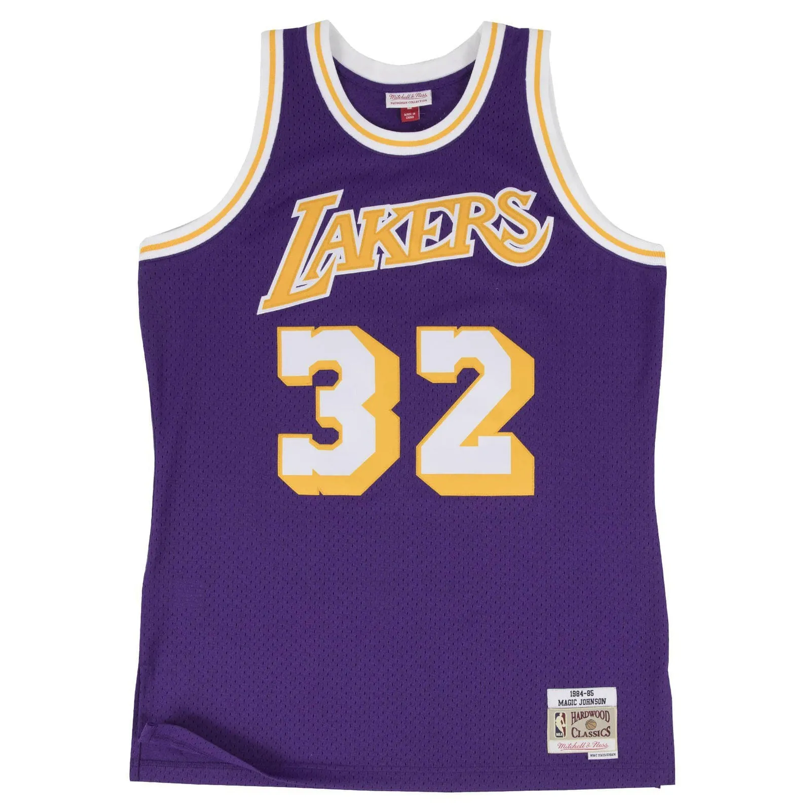 Los Angeles Lakers 32 Road Magic Johnson 1984-85 Hardwood Classics Swingman NBA Road Jersey by Mitchell & Ness