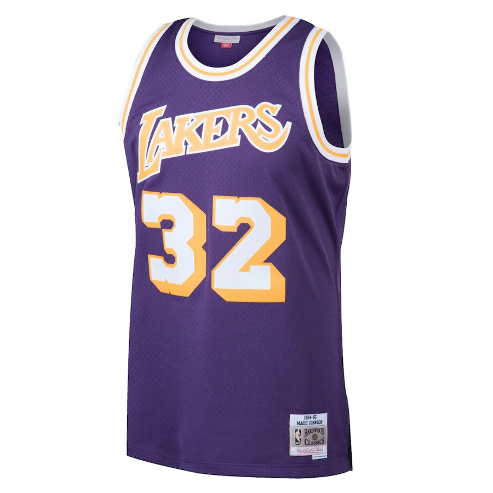 Los Angeles Lakers 32 Road Magic Johnson 1984-85 Hardwood Classics Swingman NBA Road Jersey by Mitchell & Ness