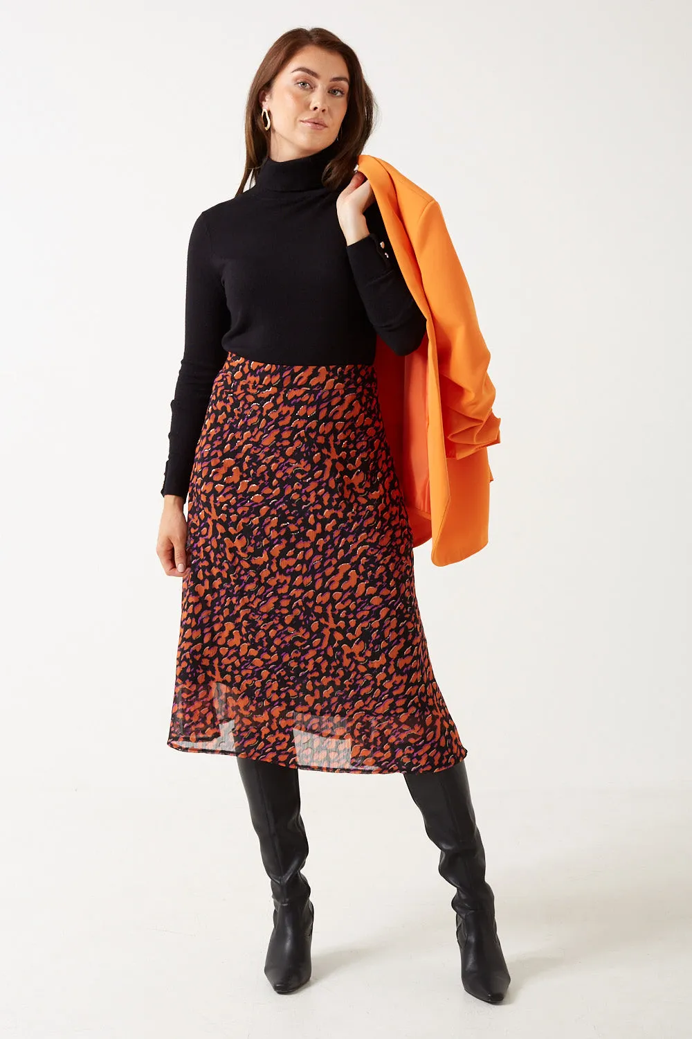 Marc Angelo Leopard A-Line Skirt