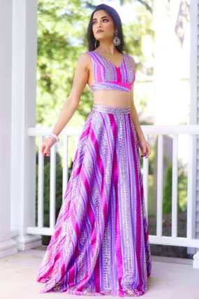 MAYRA Striped Sequin Lehenga Skirt