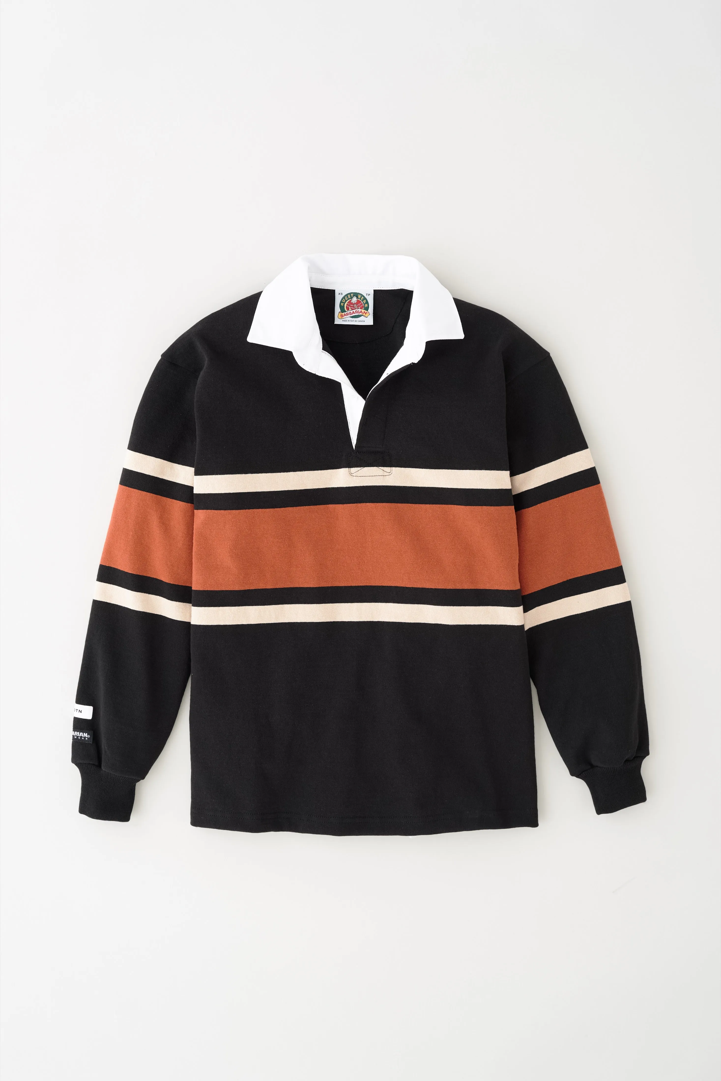 Men's Barbarian Rugby Shirt in Black/Rust Stripe