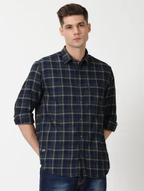 MEN'S GREEN CHECKS SLIM FIT SHIRT