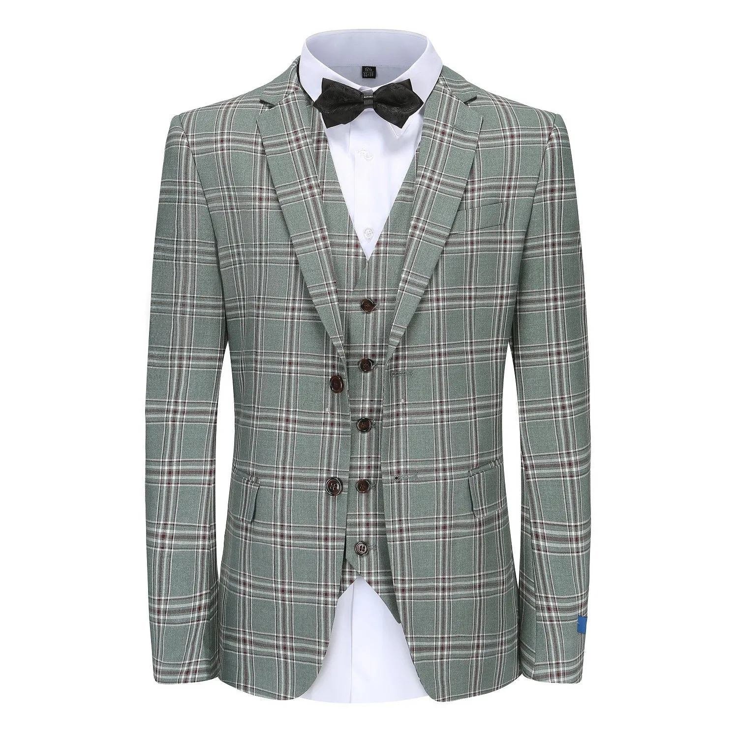 Men's Slim-Fit 3PC Glen Plaid Suit