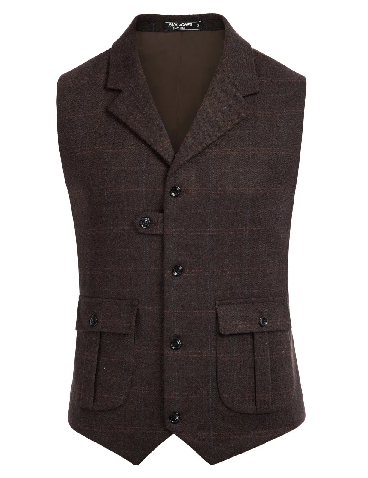 Mens Western Herringbone Suit Vest Tweed Wool Blend Slim Fit Casual Waistcoat