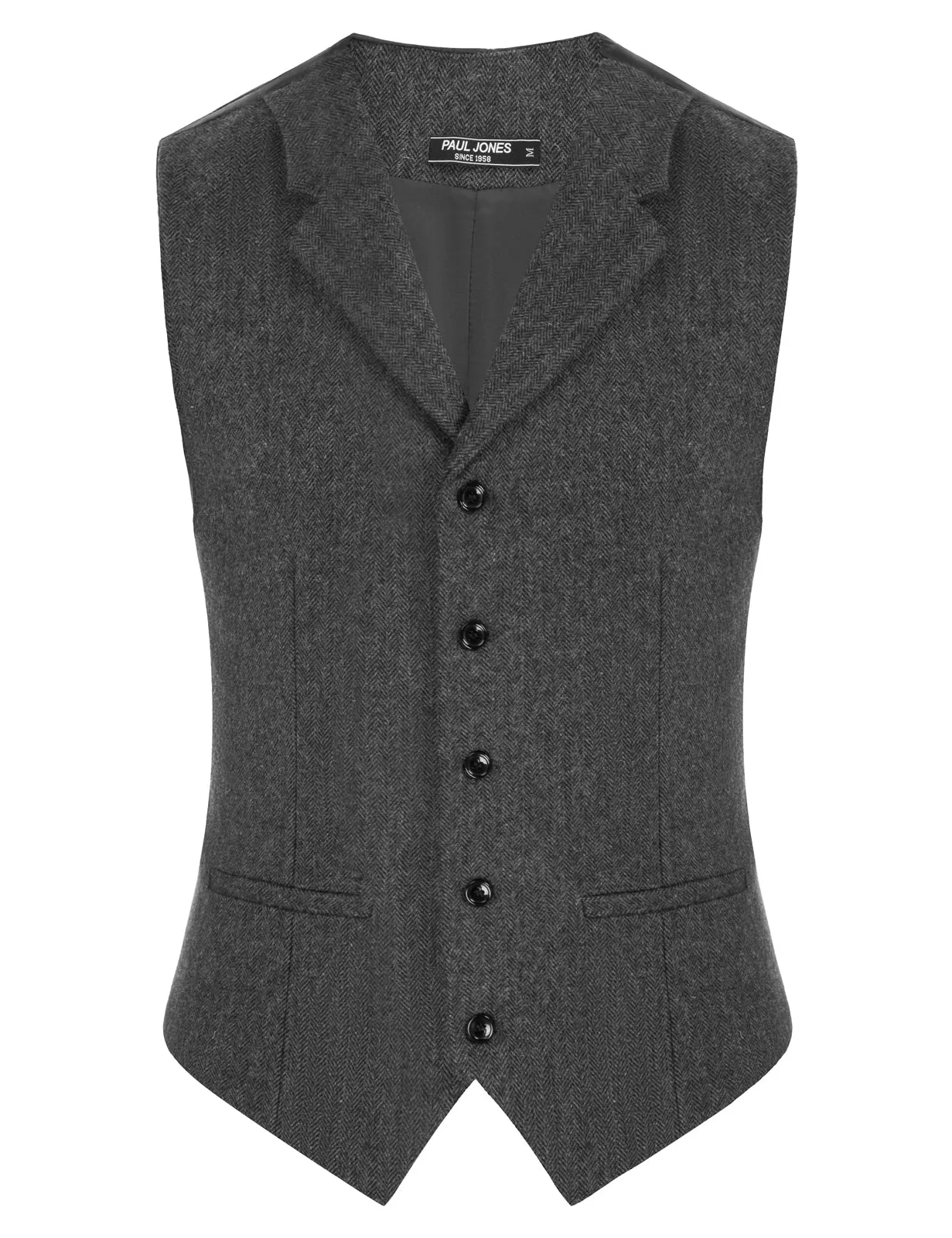 Mens Western Herringbone Suit Vest Tweed Wool Blend Slim Fit Waistcoat