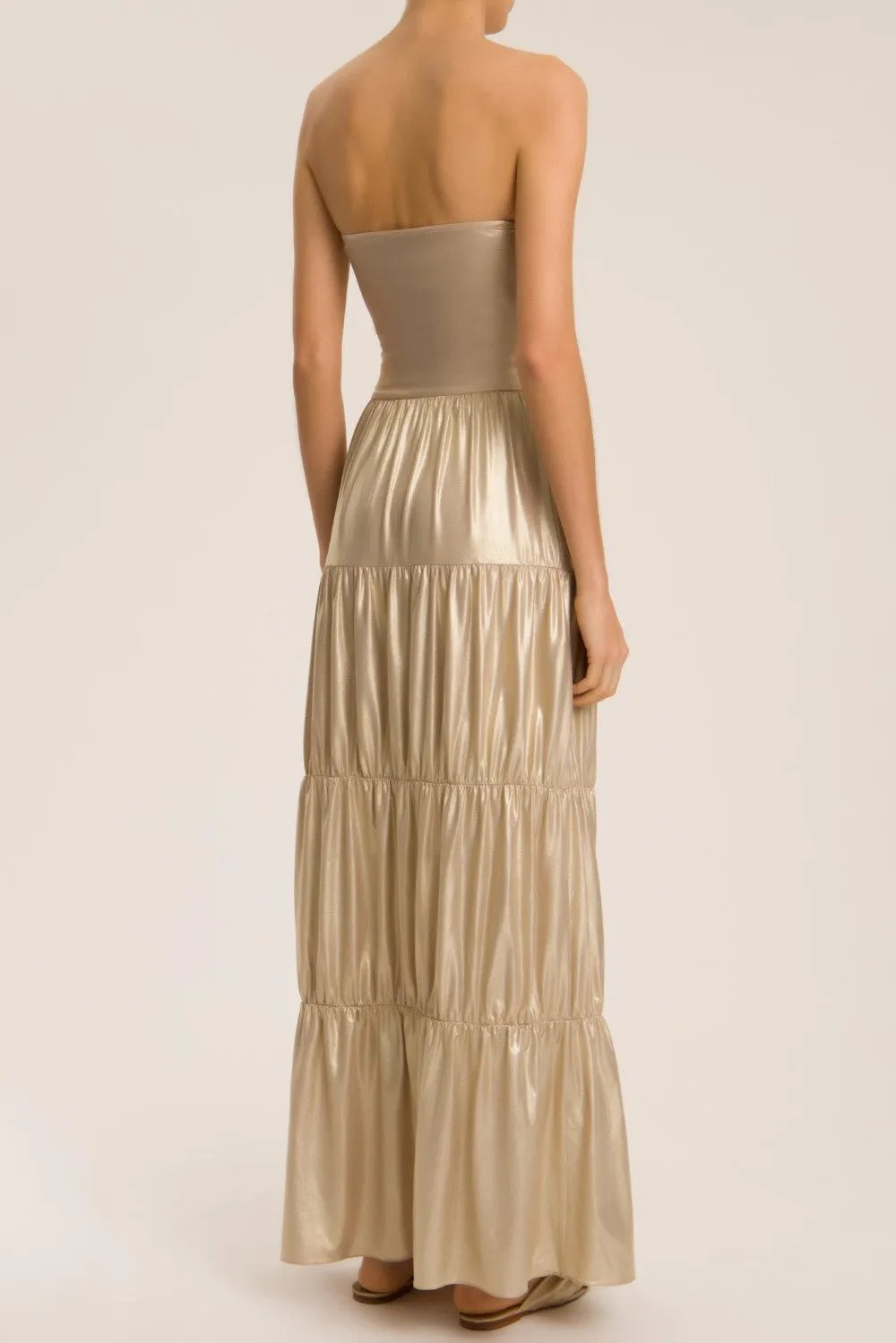 Metallic Frilled Long Skirt