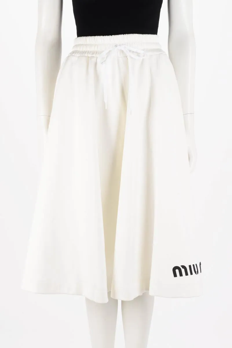 Miu Miu Cream Cotton Fleece Midi Skirt S