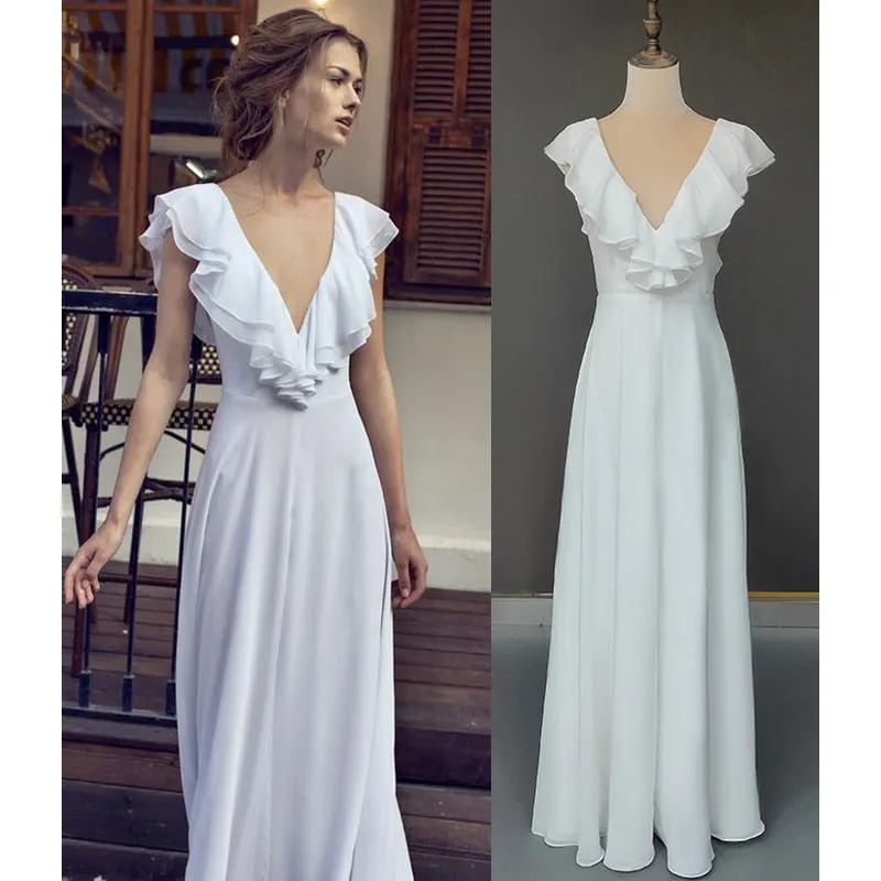 Radiant Ruffles V-Neck Gown