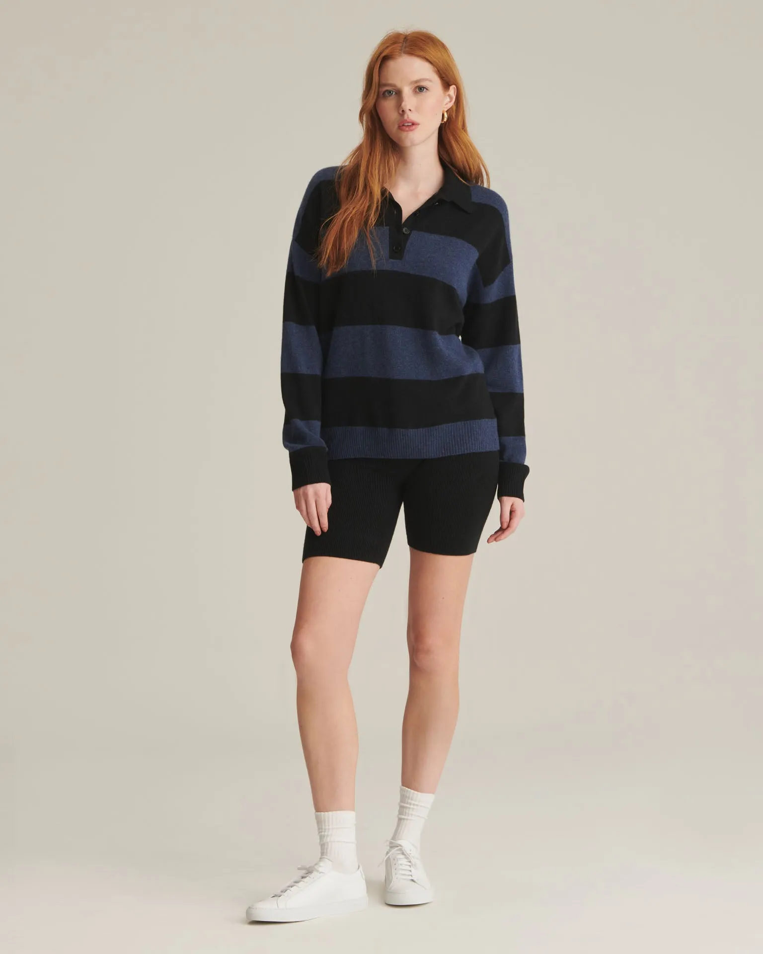 Recycled Cashmere Oversized Rugby Polo