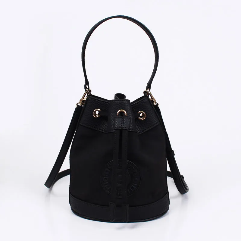 rio shoulder black bucket bag