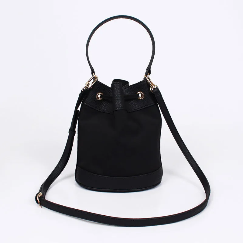 rio shoulder black bucket bag