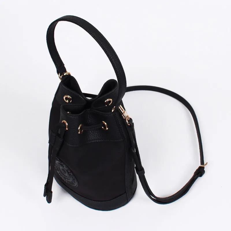 rio shoulder black bucket bag