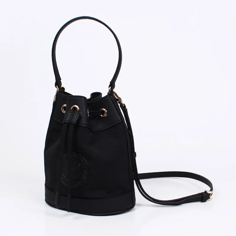 rio shoulder black bucket bag