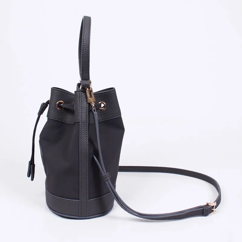 rio shoulder gray bucket bag