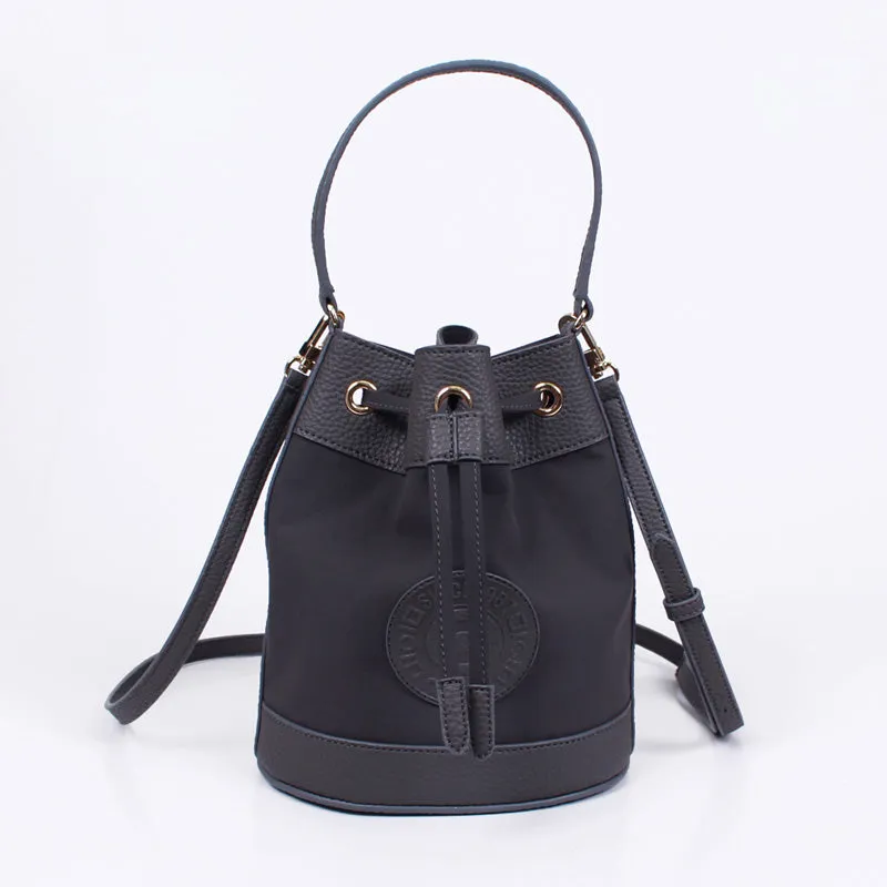 rio shoulder gray bucket bag