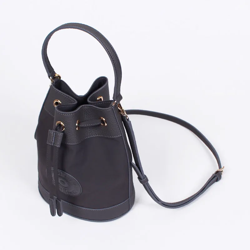 rio shoulder gray bucket bag