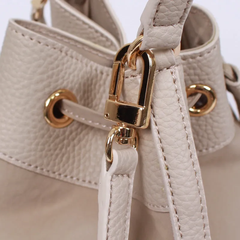 rio shoulder light beige bucket bag