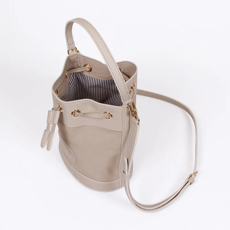 rio shoulder light beige bucket bag