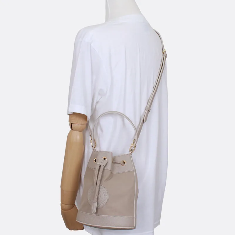 rio shoulder light beige bucket bag