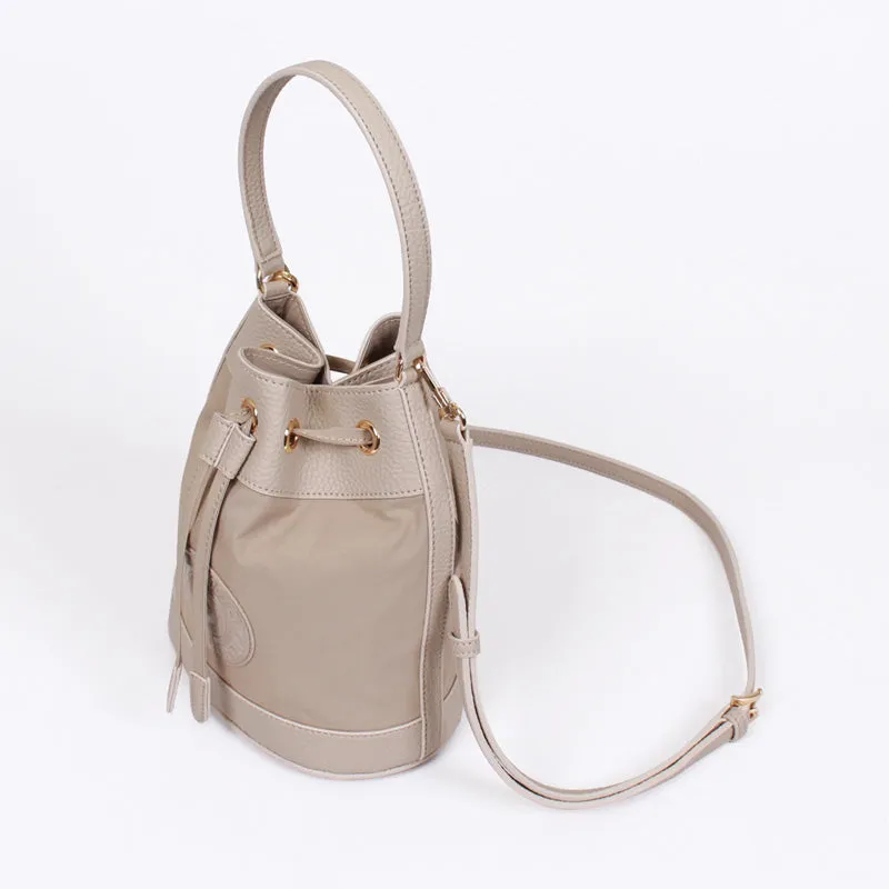 rio shoulder light beige bucket bag